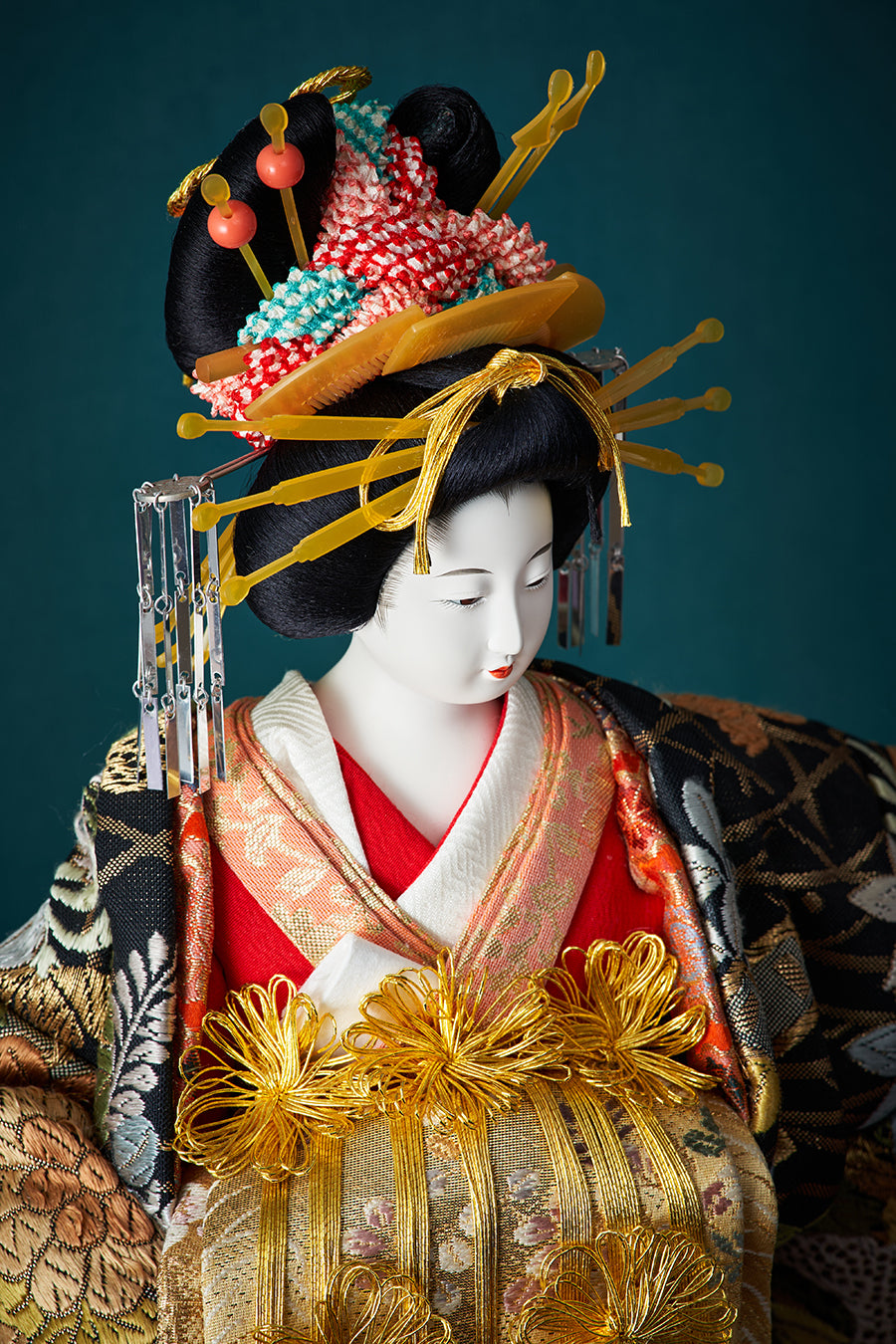 Japanese Oyama Doll Geisha Oiran Japanese Decor Art Pure Silk Kimono KK125-46-Z-US-S