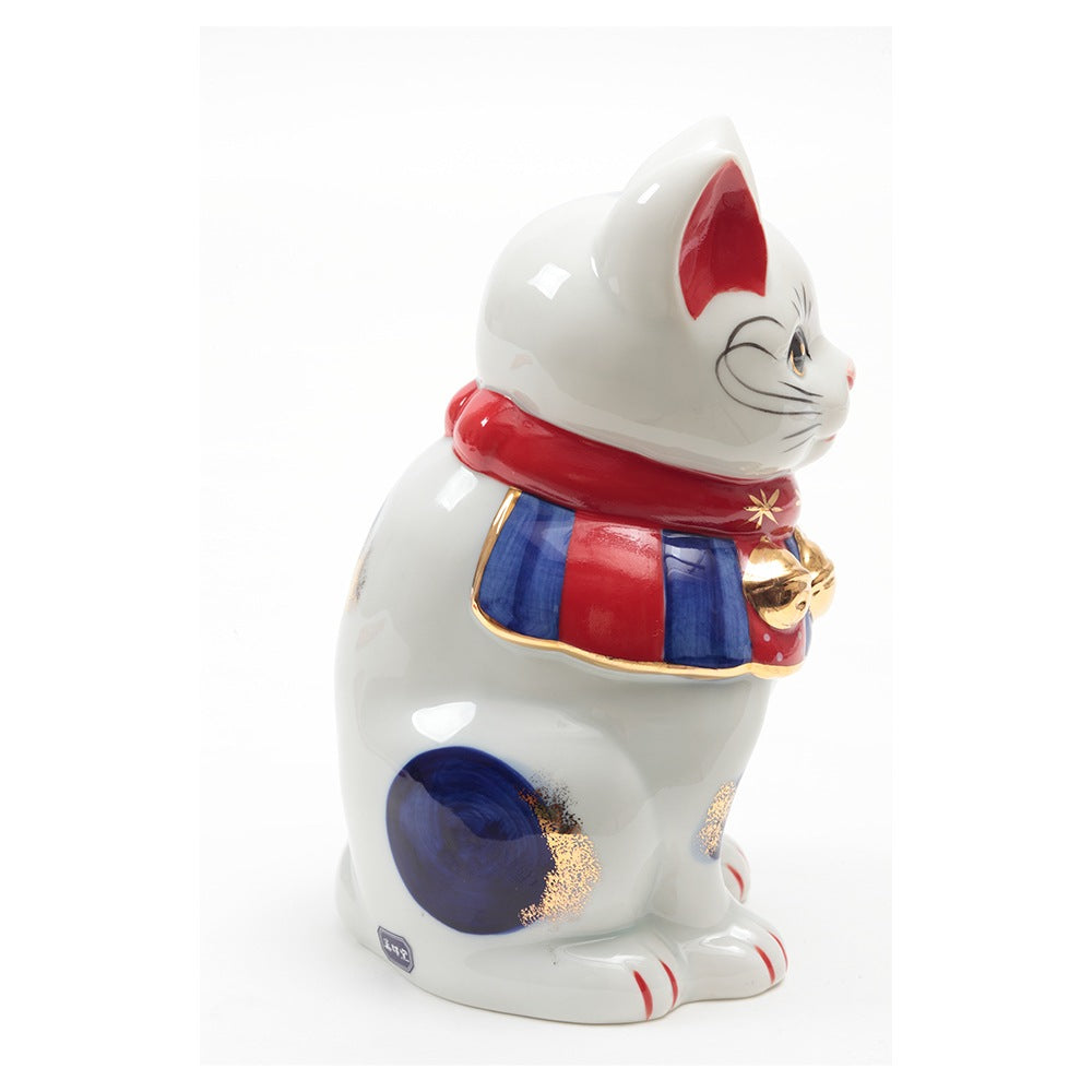 porcelain beckoning cat　Seto ware　7753