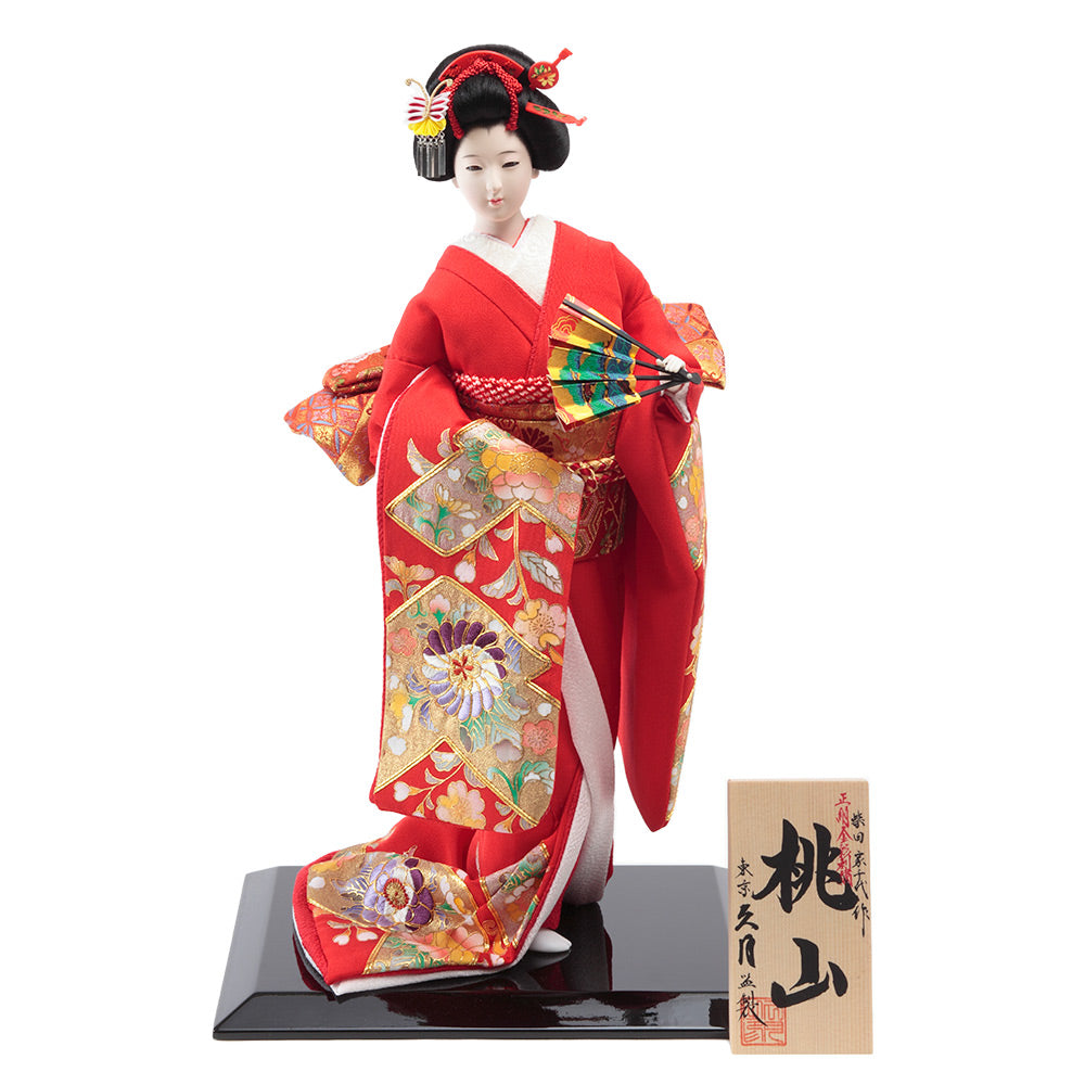 Japanese Oyama Doll, Japanese Decor Art Pure Silk Kimono and Gold Paint Embroidery　A2032-Z-US